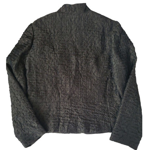 Coldwater Creek Dark Green Crinkle Fabric Jacket Blazer - Size Medium - Picture 6 of 13